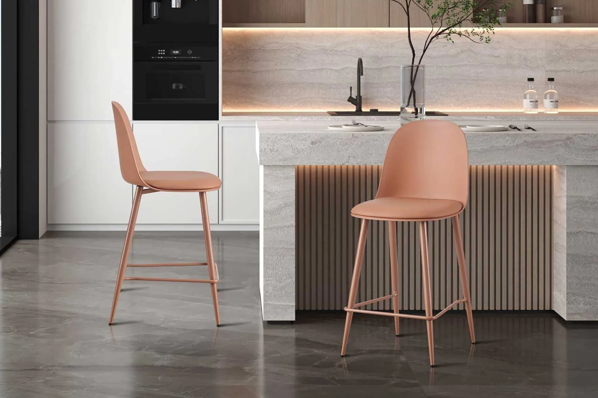 Rousseau Barhocker Jasmin - 44x51x100cm - mit Kissen - terracotta