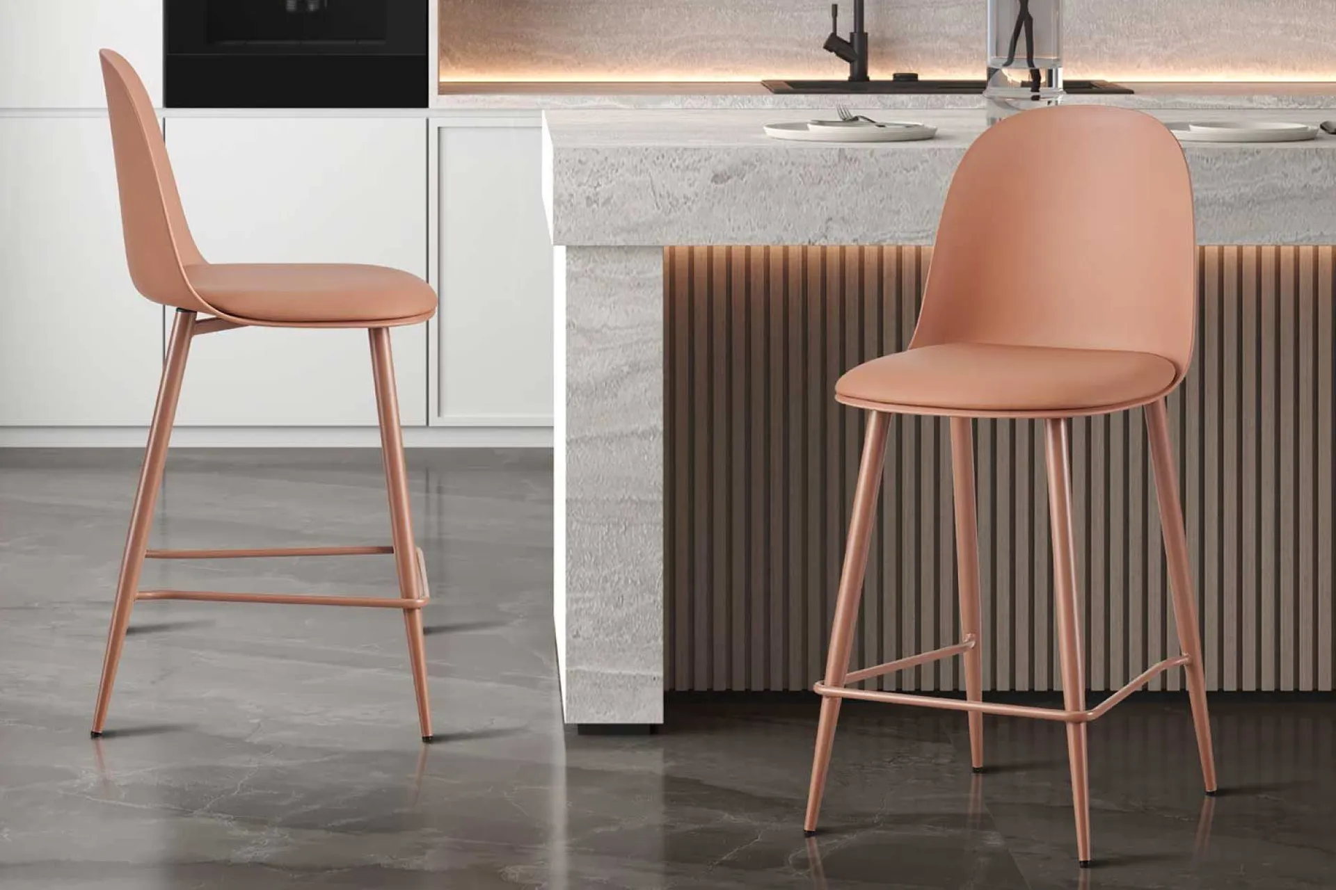 Rousseau Barhocker Jasmin - 44x51x100cm - mit Kissen - terracotta