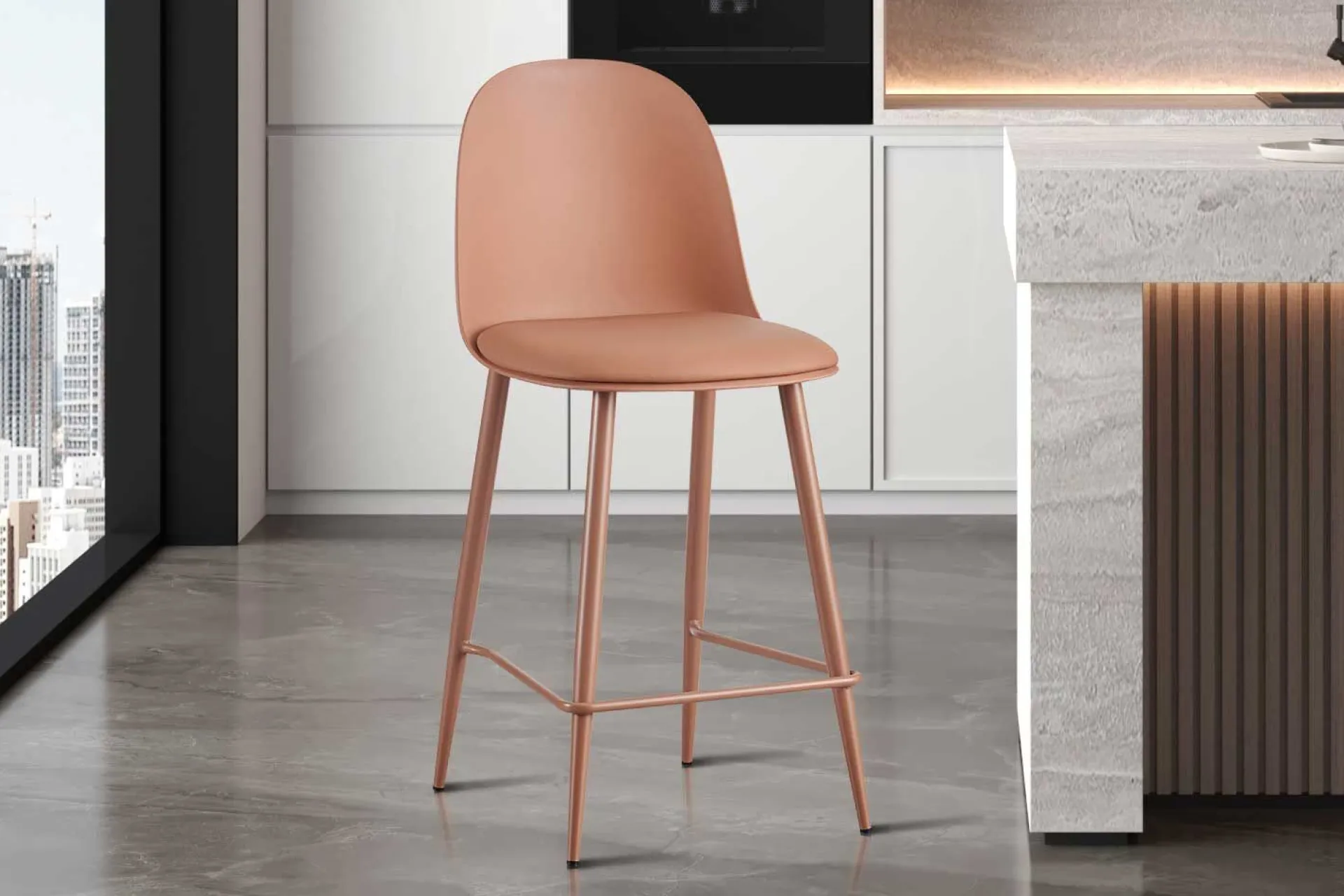 Rousseau Barhocker Jasmin - 44x51x100cm - mit Kissen - terracotta
