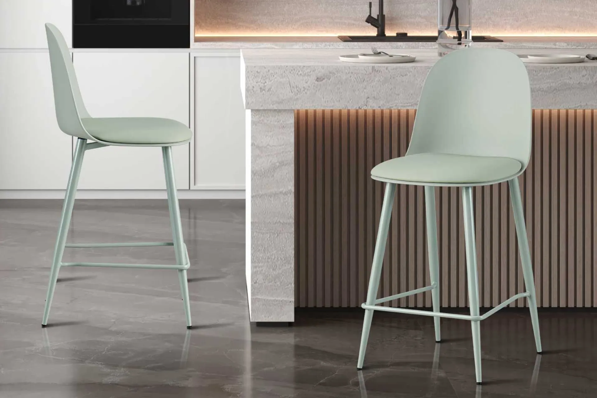 Rousseau Barhocker Jasmin - 44x51x100cm - mit Kissen - grau-