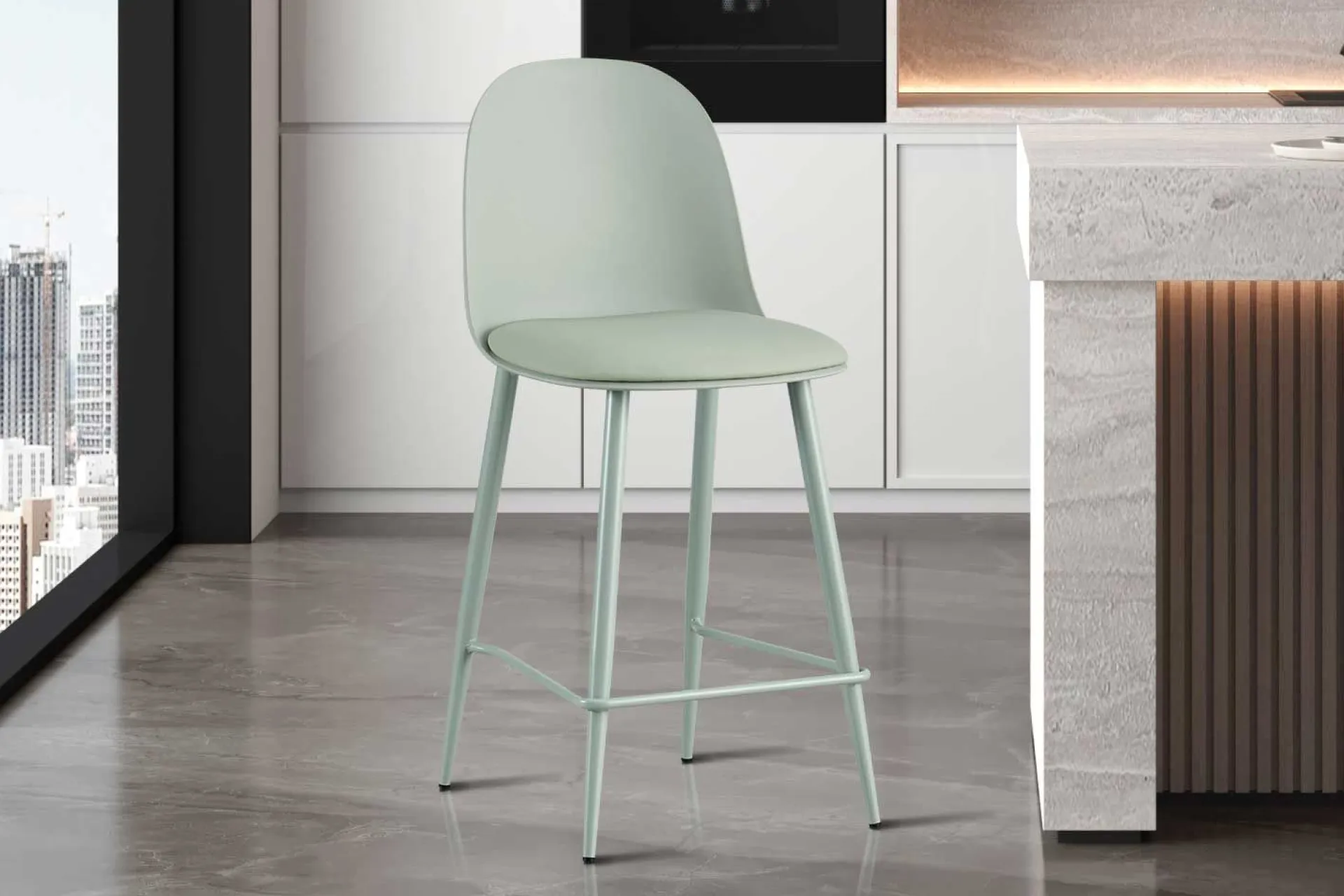 Rousseau Barhocker Jasmin - 44x51x100cm - mit Kissen - grau-
