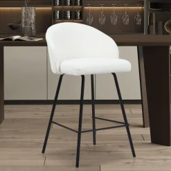 Rousseau Barhocker June Bouclé | Metallbeine | H87 x B52 x T51 cm