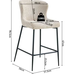 Rousseau Barhocker Lisa | 52 x 56 x 97 cm |
