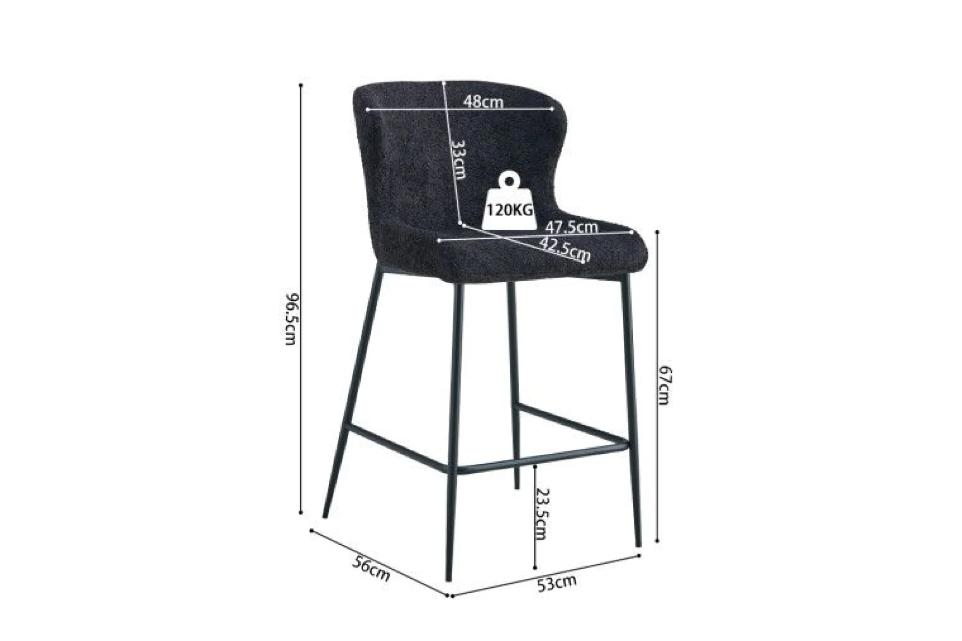 Rousseau Barhocker Lisa | 52 x 56 x 97 cm | Dunkel