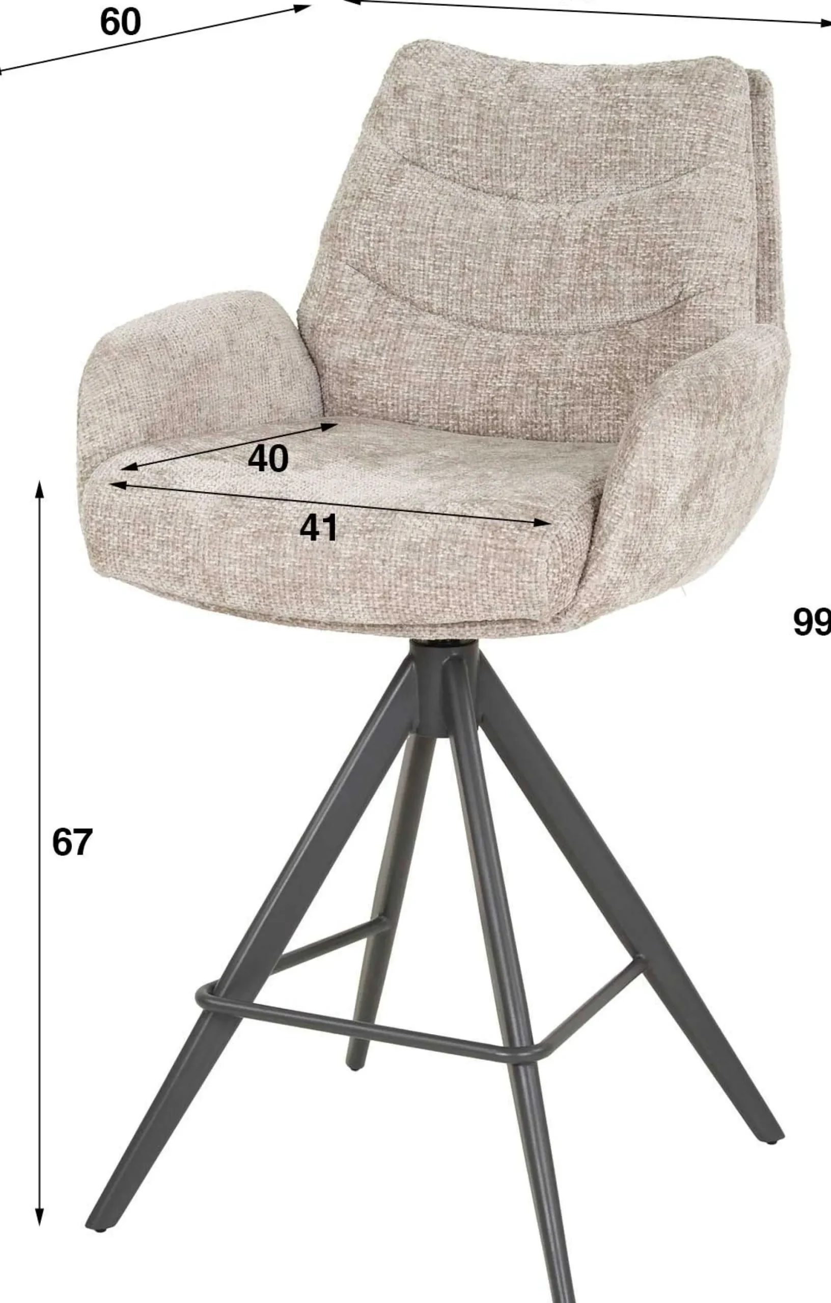 Emob Barhocker Lungo - 56x60x99cm - drehbar - sand