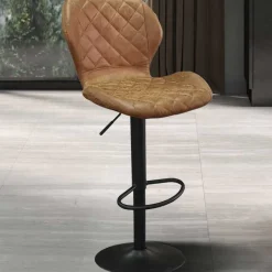 Rousseau Barhocker Malaga PU Cognac - Vintage Metallbeine | H-H 90-111 x B-L 48 x T-P 52 cm