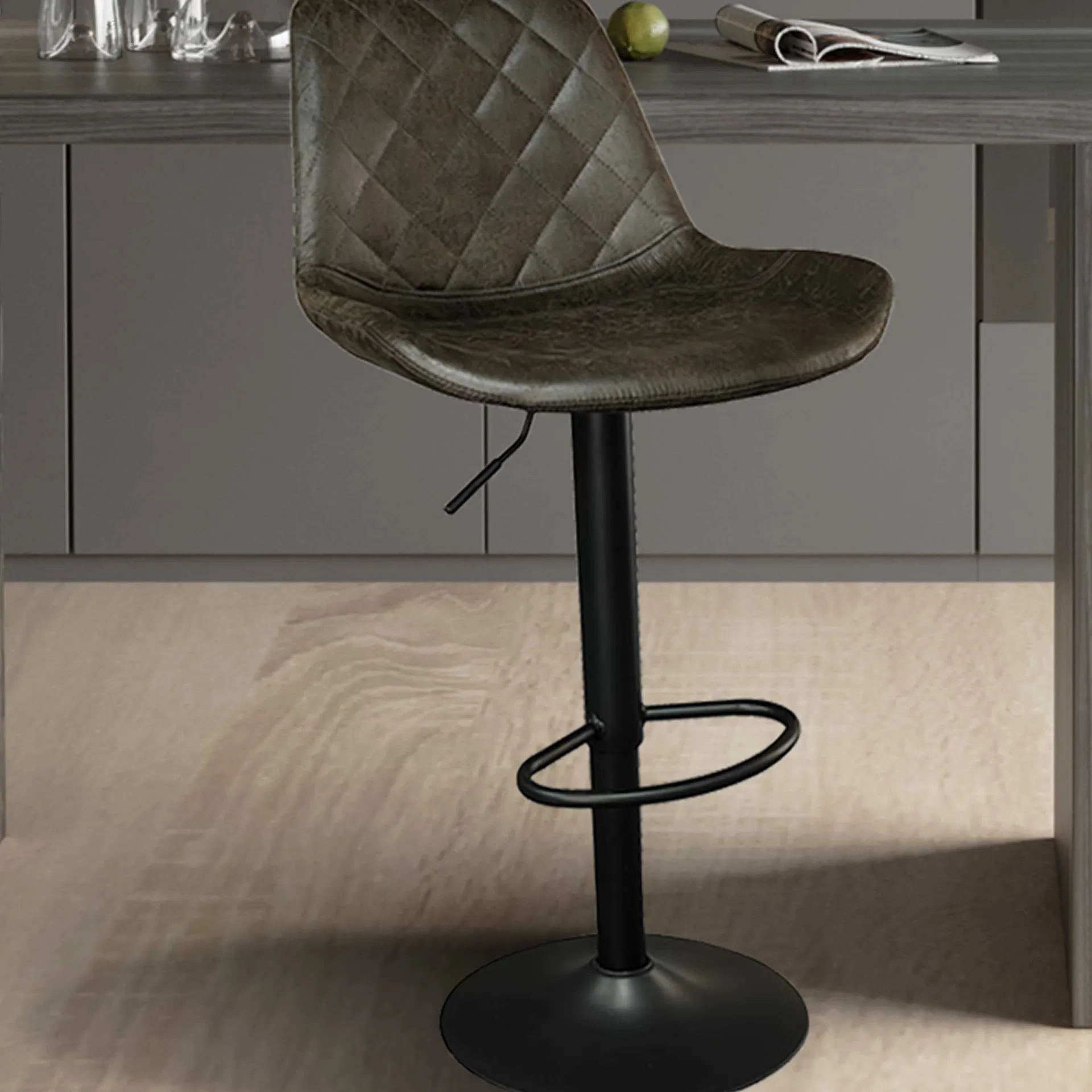 Rousseau Barhocker mit Karomuster Madeira dunkel
