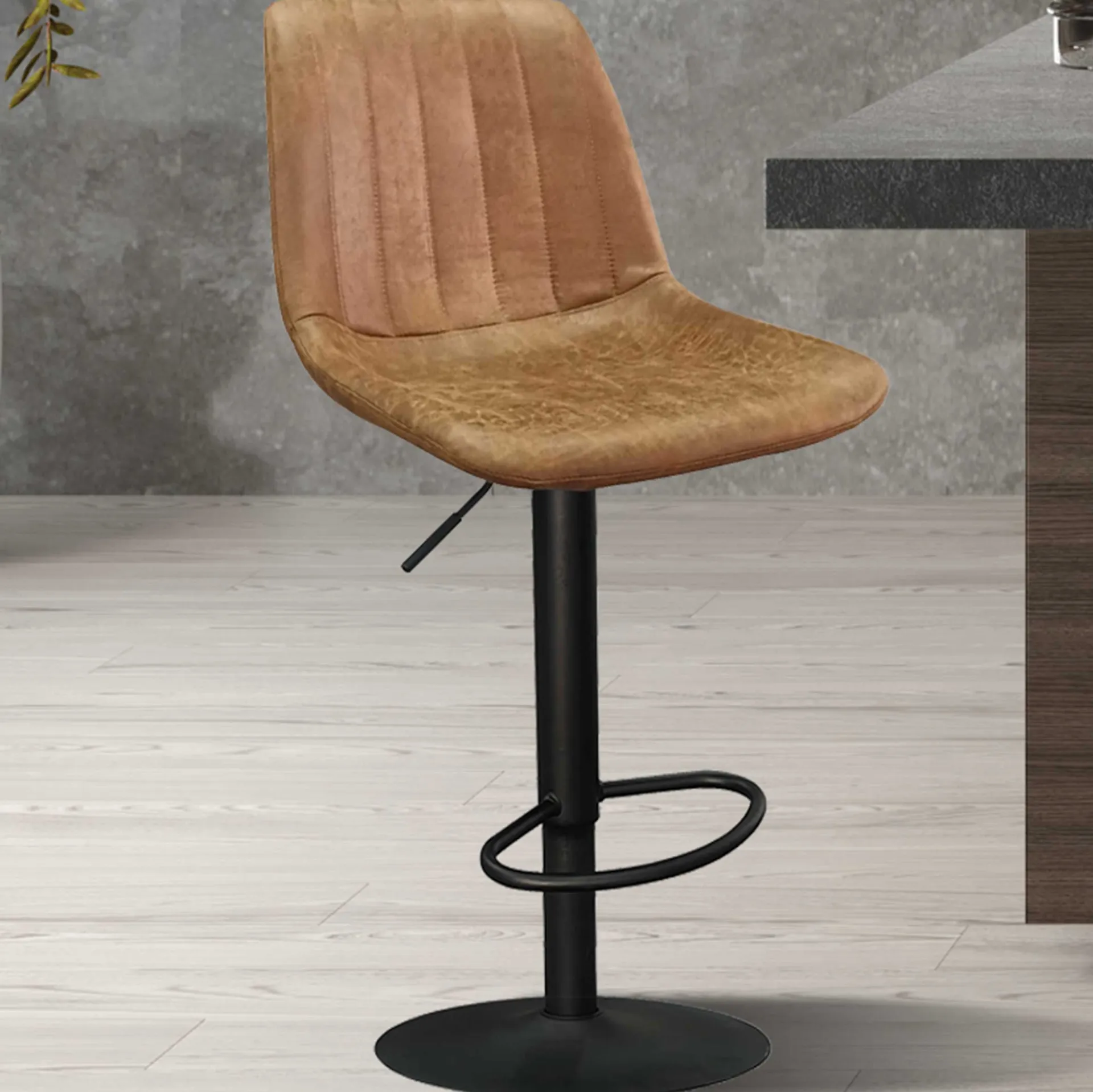 Rousseau Barhocker mit Streifenmuster Madeira-Cognac