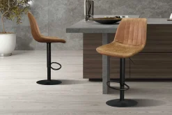 Rousseau Barhocker mit Streifenmuster Madeira-Cognac