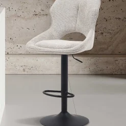 Rousseau Barhocker Morris - 51x53x100-121cm - verstellbar - heller Stoff