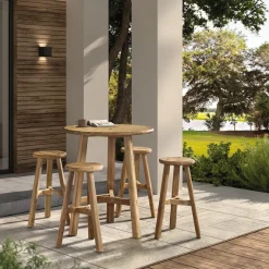 Gescova Barhocker Ribero – recyceltes Teakholz – Ø35x75cm –