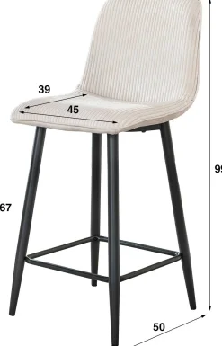 Emob Barhocker Rock - 45x50x99cm - er gerippter Samt