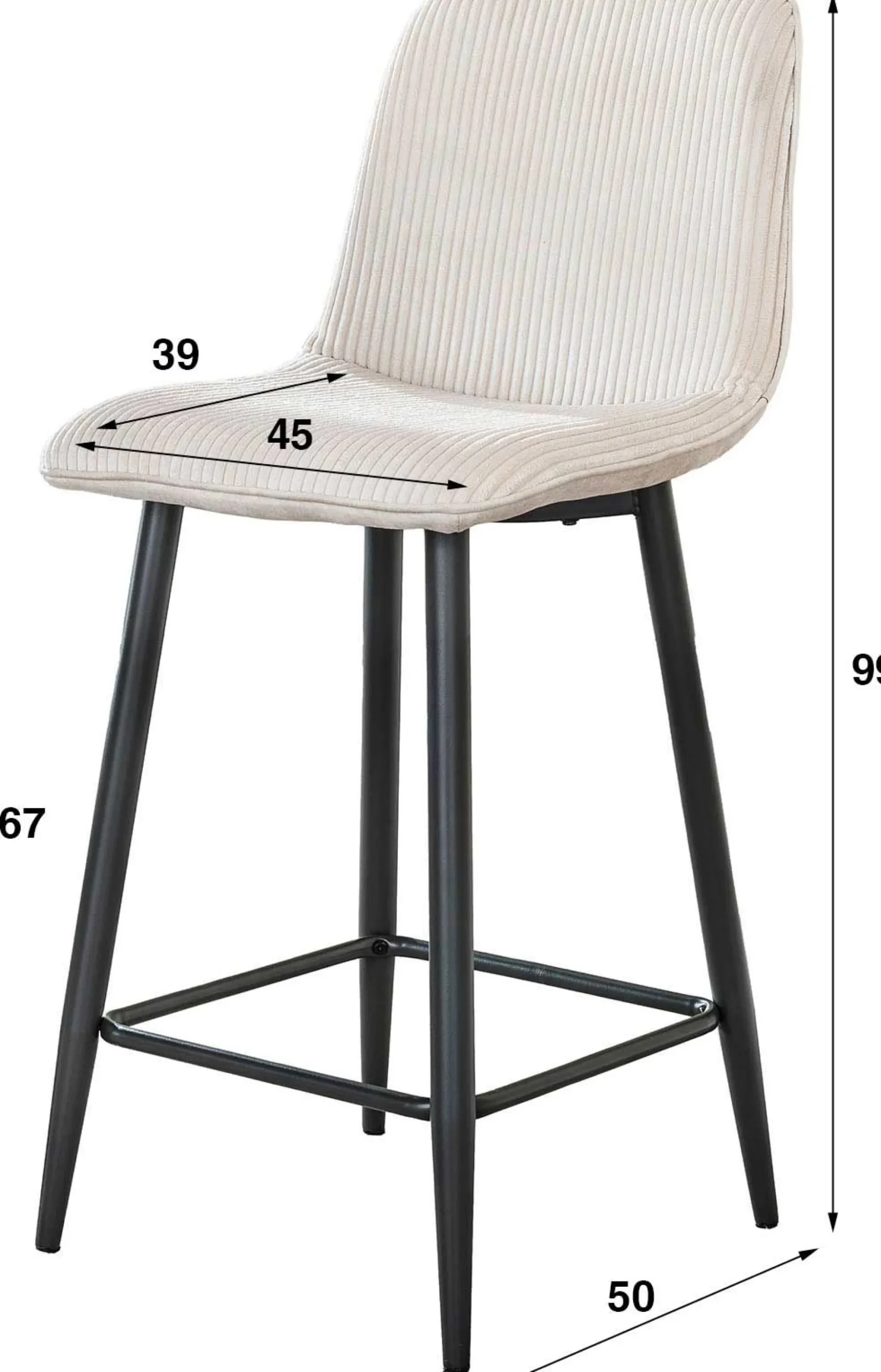 Emob Barhocker Rock - 45x50x99cm - er gerippter Samt