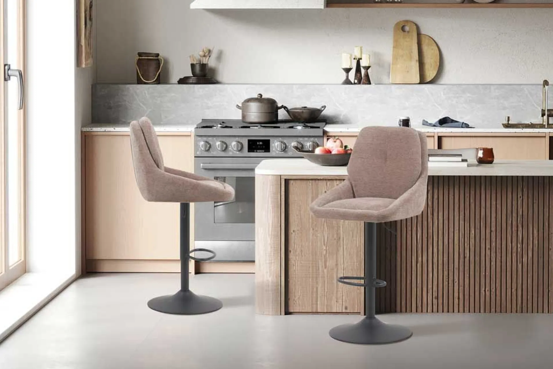 Rousseau Barhocker Sabine - 50x60x100-121cm - verstellbar - drehbar - sand