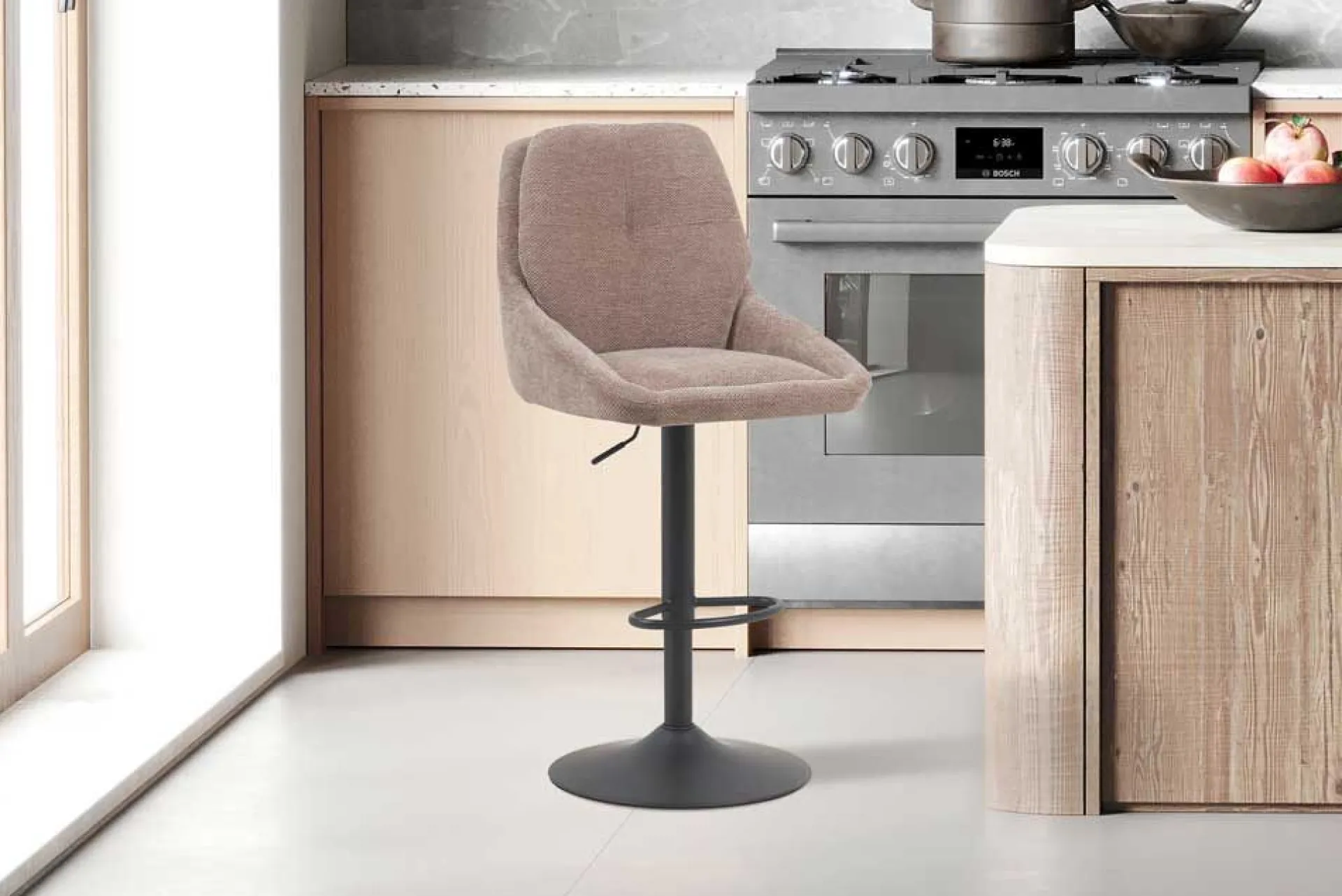 Rousseau Barhocker Sabine - 50x60x100-121cm - verstellbar - drehbar - sand
