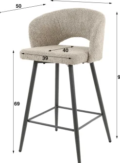 Emob Barhocker Sieglinde-sandfarbener Bouclé