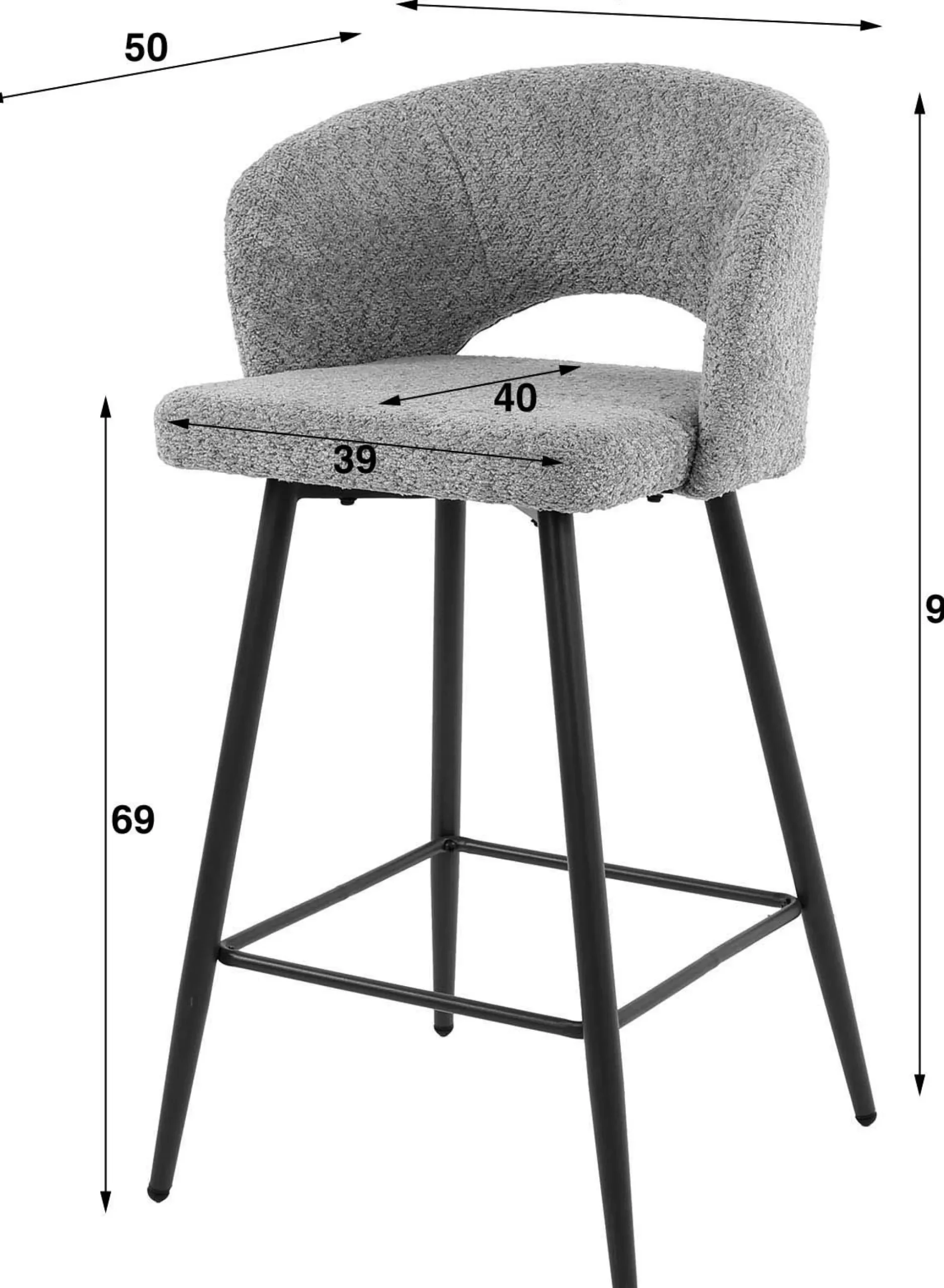 Emob Barhocker Sieglinde - 51x50x94cm - er Bouclé