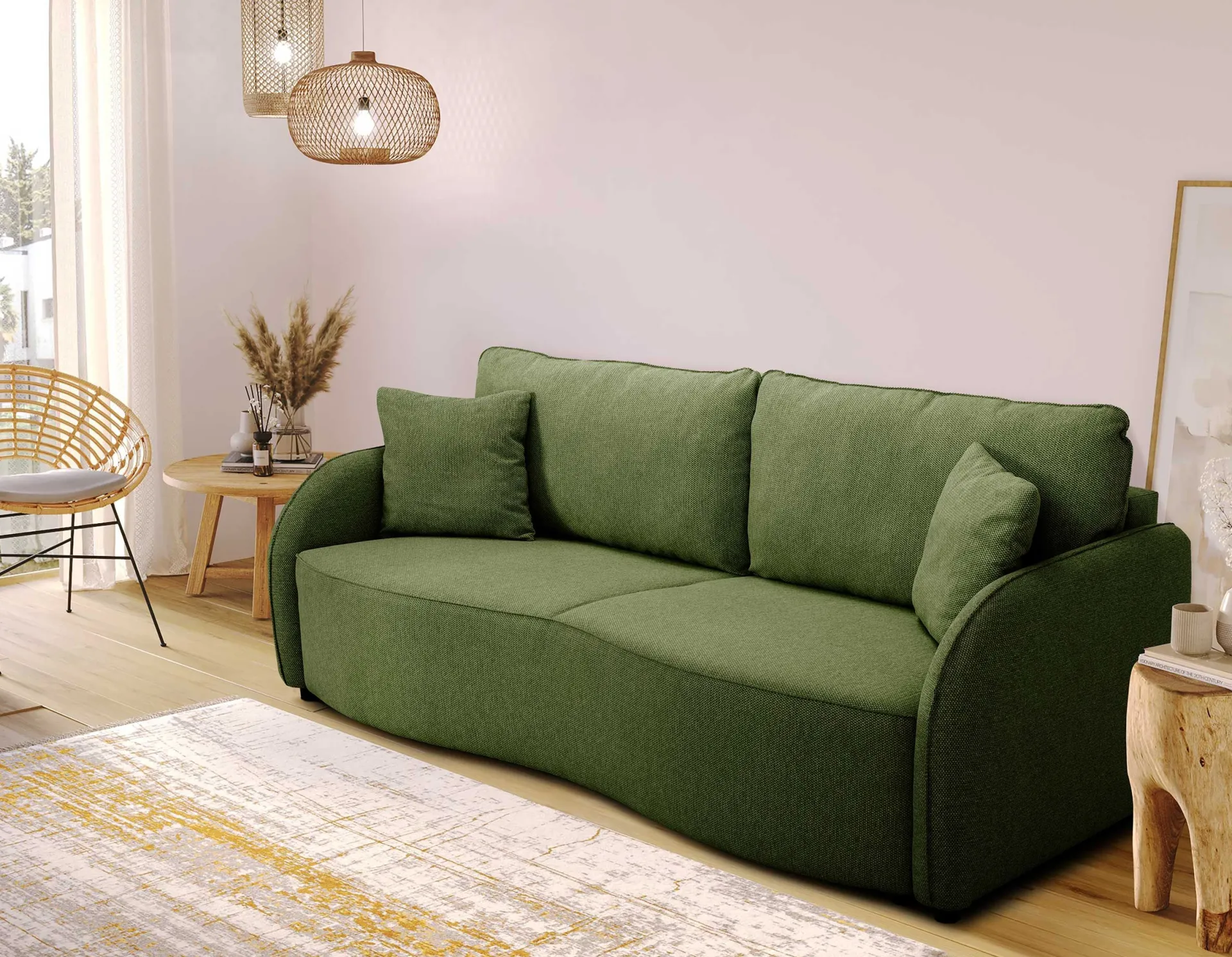 PGS Bari 3-Sitzer Sofa 215x100x88cm - mit Stauraum - oliv