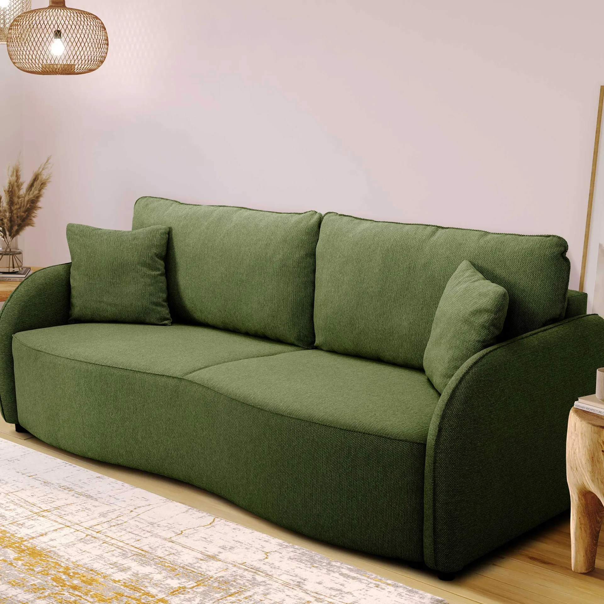 PGS Bari 3-Sitzer Sofa 215x100x88cm - mit Stauraum - oliv