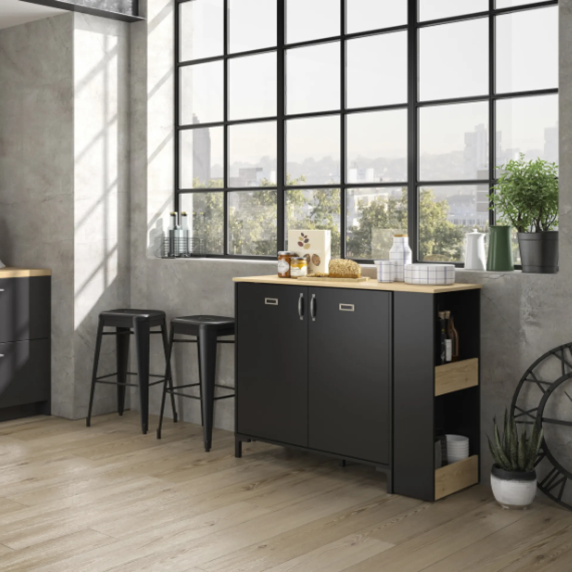 Gautier - Diagone Barschrank Manchester | 60 x 60 x 40 cm | Helvezia Oak Design