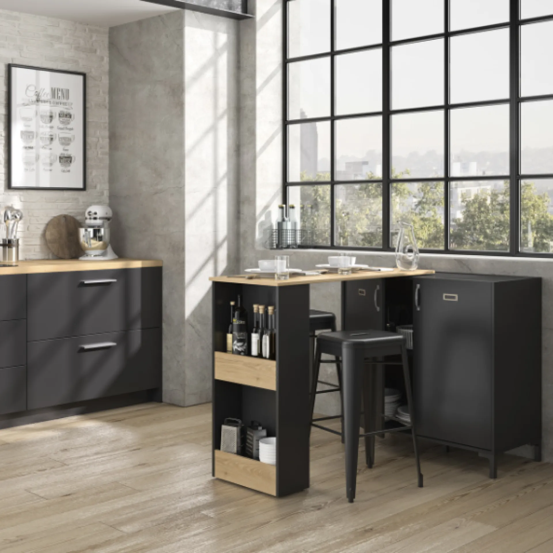 Gautier - Diagone Barschrank Manchester | 60 x 60 x 40 cm | Helvezia Oak Design