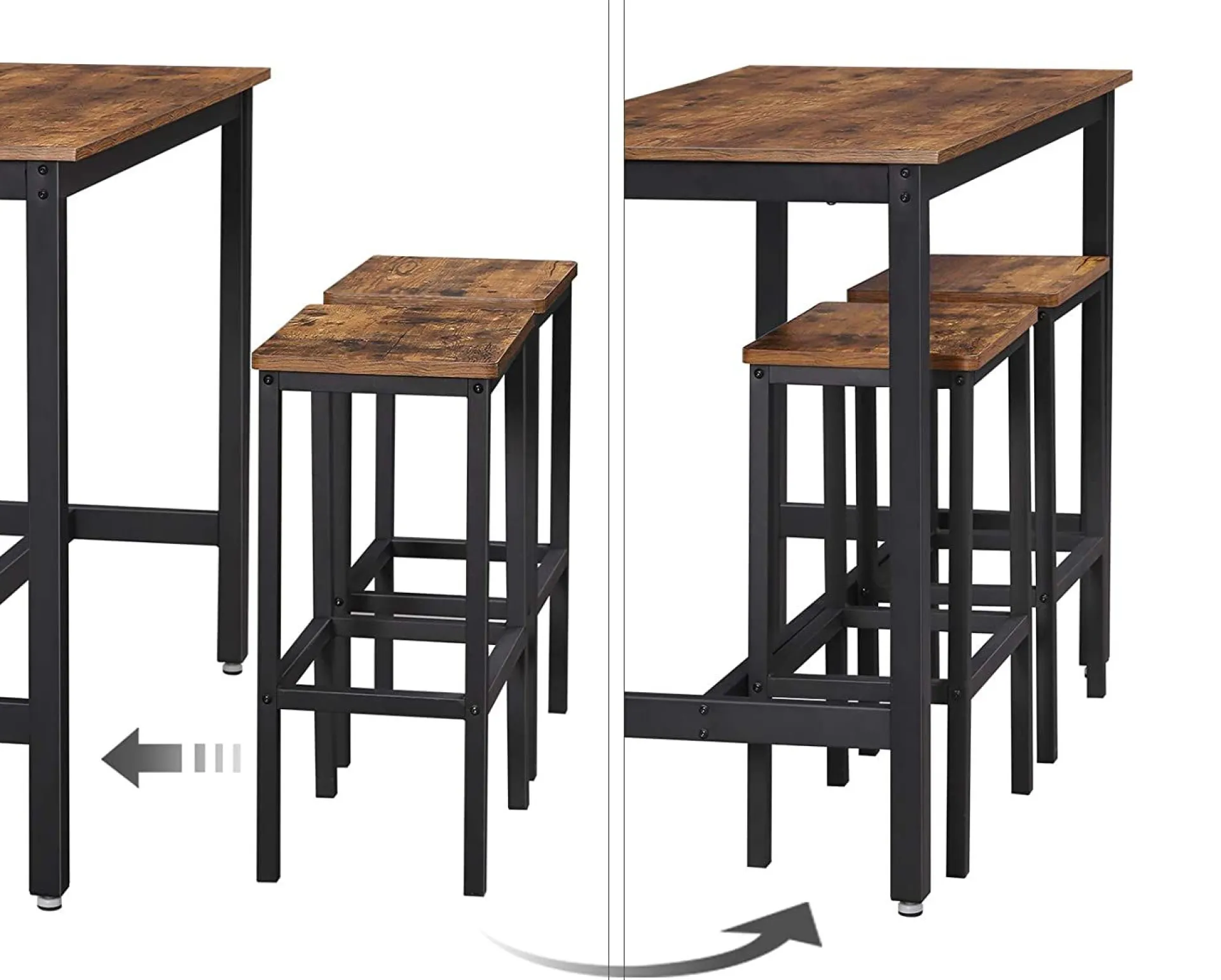 Vasagle Bar-Set Isolde 120x60 Industrie - braun/schwarz