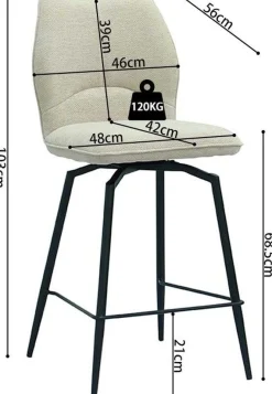 Rousseau Barstuhl Lara | 48 x 56 x 103 cm | Ecru Design