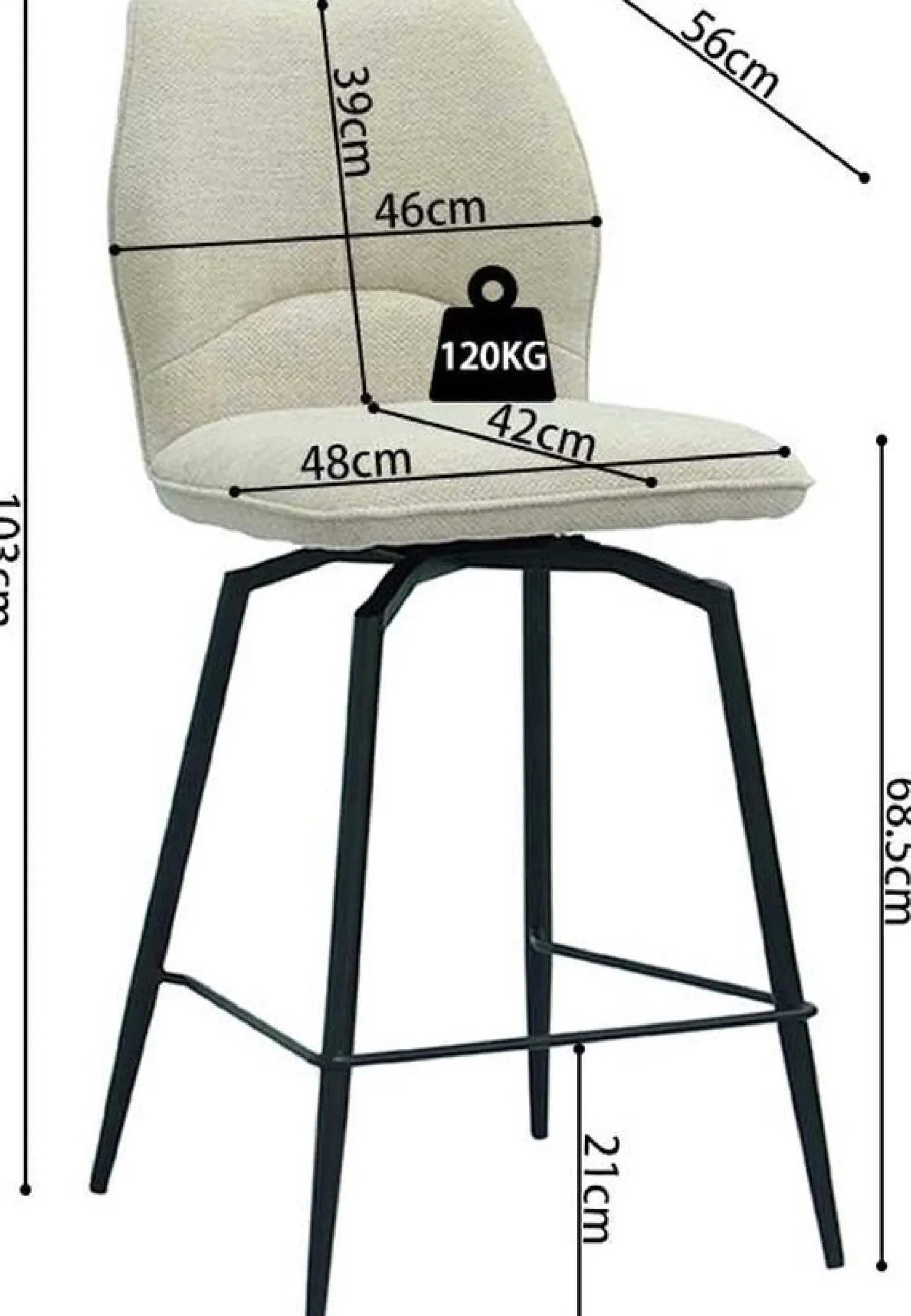 Rousseau Barstuhl Lara | 48 x 56 x 103 cm | Ecru Design