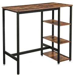 Vasagle Bartisch Isolde 109x60 mit 3 Ablagen - braun/schwarz
