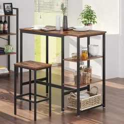 Vasagle Bartisch Isolde 109x60 mit 3 Ablagen - braun/schwarz