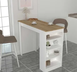 Emob Bartisch Monaco - 120x52x102cm - mit Ablage - weiß/Eiche Dekor