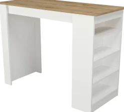 Emob Bartisch Monaco - 120x52x102cm - mit Ablage - weiß/Eiche Dekor