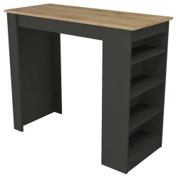 Emob Bartisch Monaco - 120x52x102cm - mit Stauraum - Anthrazit/Eiche Dekor