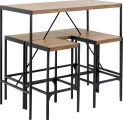 Emob Bartisch-Set Bahamas | Bartisch, Bank und zwei Barhocker | Oak Design