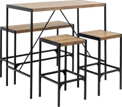 Emob Bartisch-Set Bahamas | Bartisch, Bank und zwei Barhocker | Oak Design