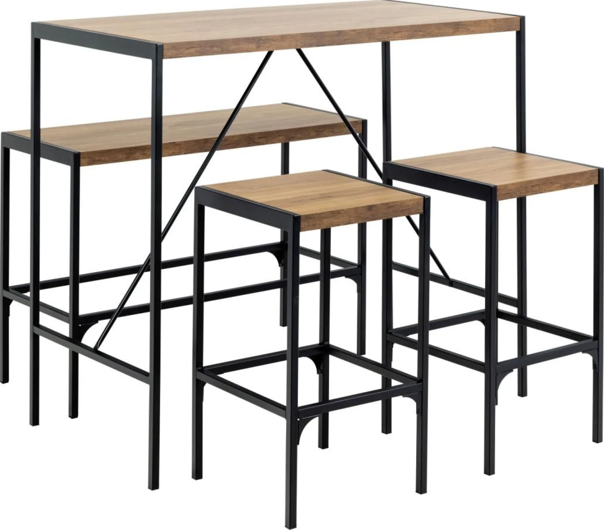 Emob Bartisch-Set Bahamas | Bartisch, Bank und zwei Barhocker | Oak Design