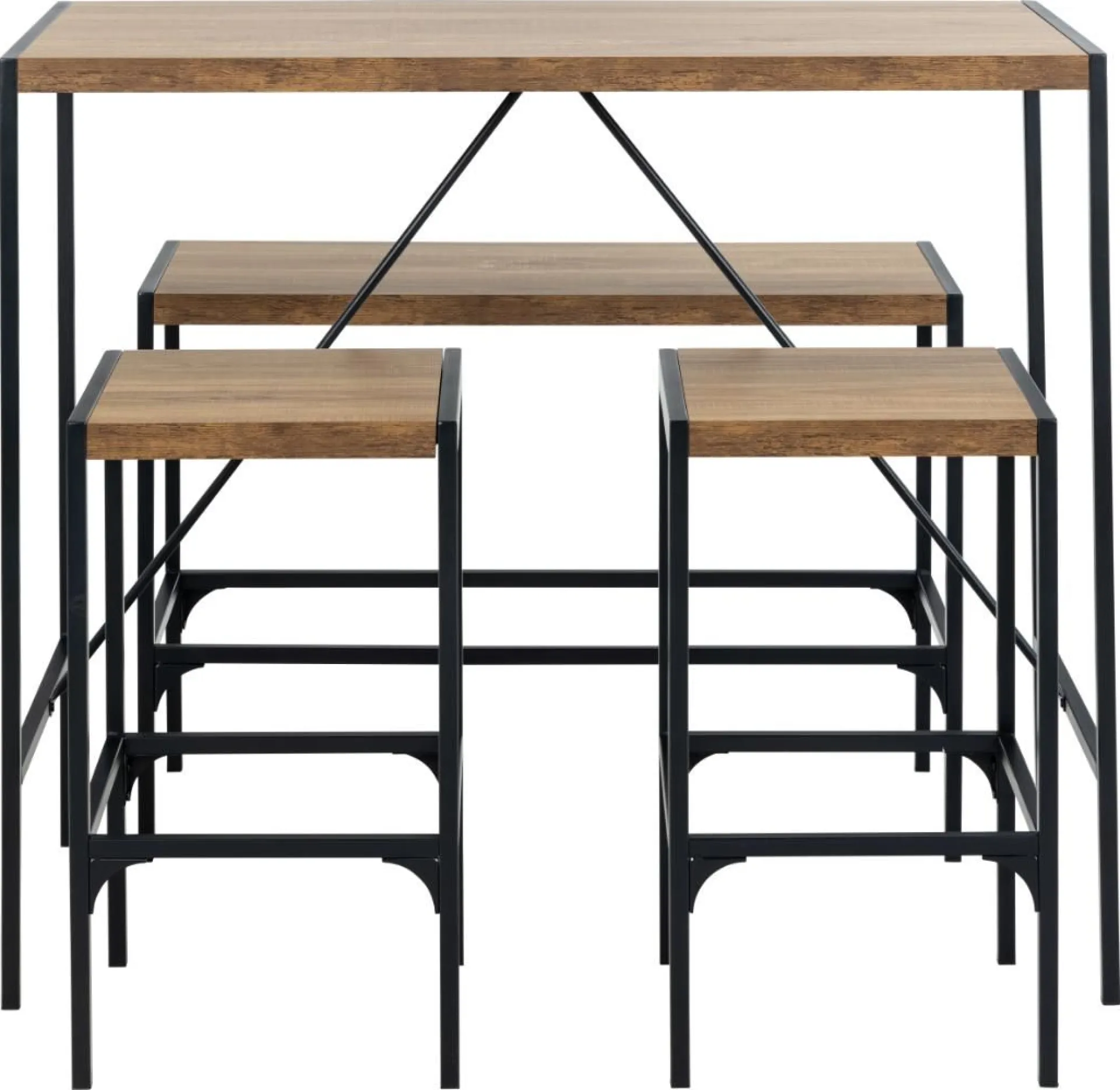 Emob Bartisch-Set Bahamas | Bartisch, Bank und zwei Barhocker | Oak Design
