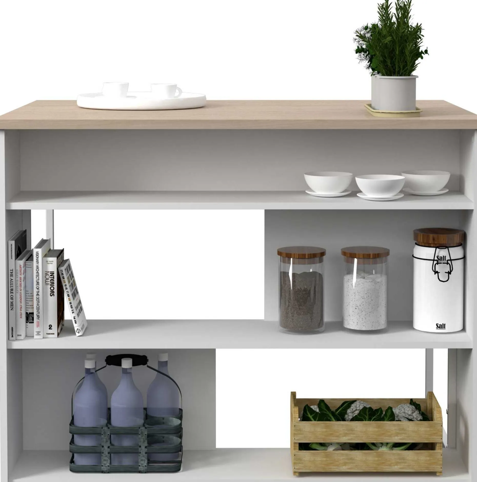 Bartisch und Kücheninsel Slam 116cm - Eiche/Weiß