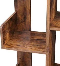 Baumförmiges Bücherregal: 13 Fachböden, 86x25x140cm, Rustikales Braun