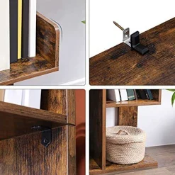 Baumförmiges Bücherregal: 13 Fachböden, 86x25x140cm, Rustikales Braun