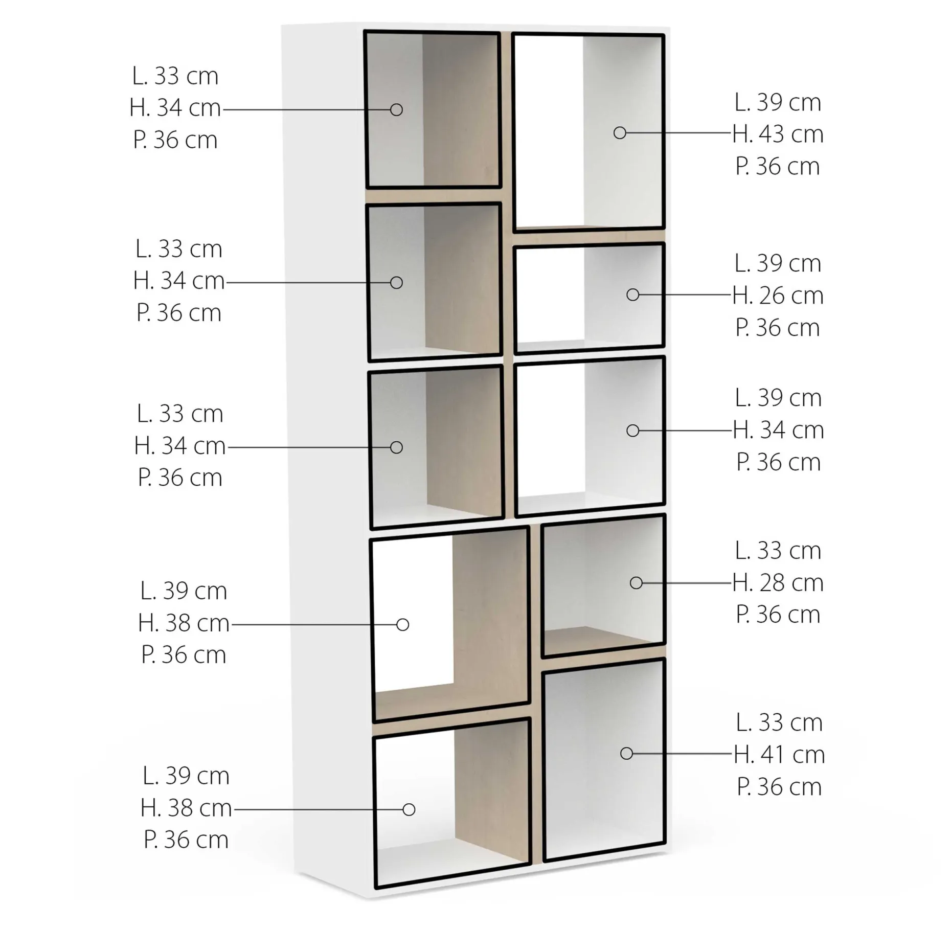 Bücherregal Access | 77,9 x 36 x 182,8 cm | Weiß
