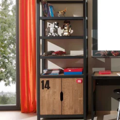 Kinder Vipack Bücherregal Alex industrial - Kiefer/Schwarz