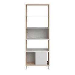 Bücherregal Ara-184cm-4 Fachböden-hellgrau/Eiche