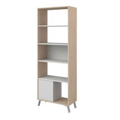Bücherregal Ara-184cm-4 Fachböden-hellgrau/Eiche