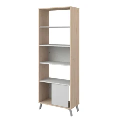 Bücherregal Ara-184cm-4 Fachböden-hellgrau/Eiche