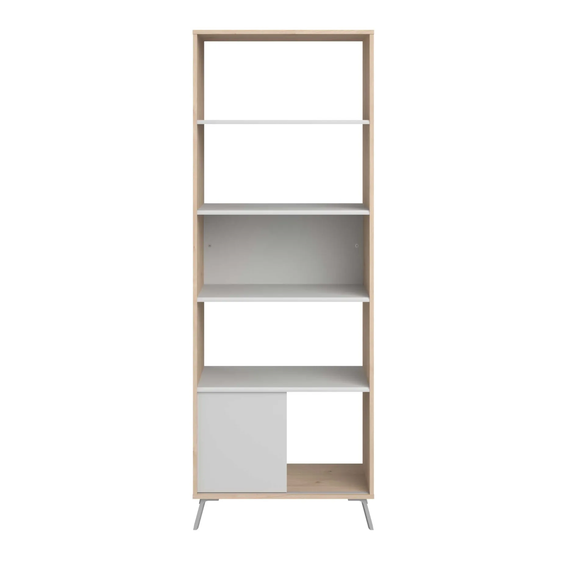 Bücherregal Ara-184cm-4 Fachböden-hellgrau/Eiche
