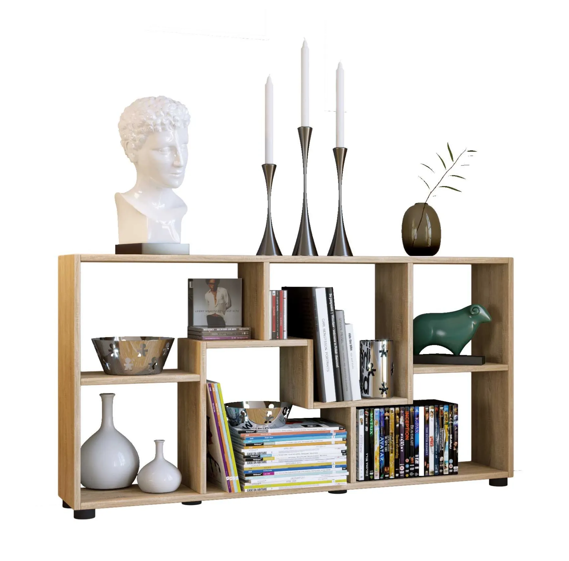 Bücherregal Azira 116 cm 6 offene Fächer-Sonoma Eiche