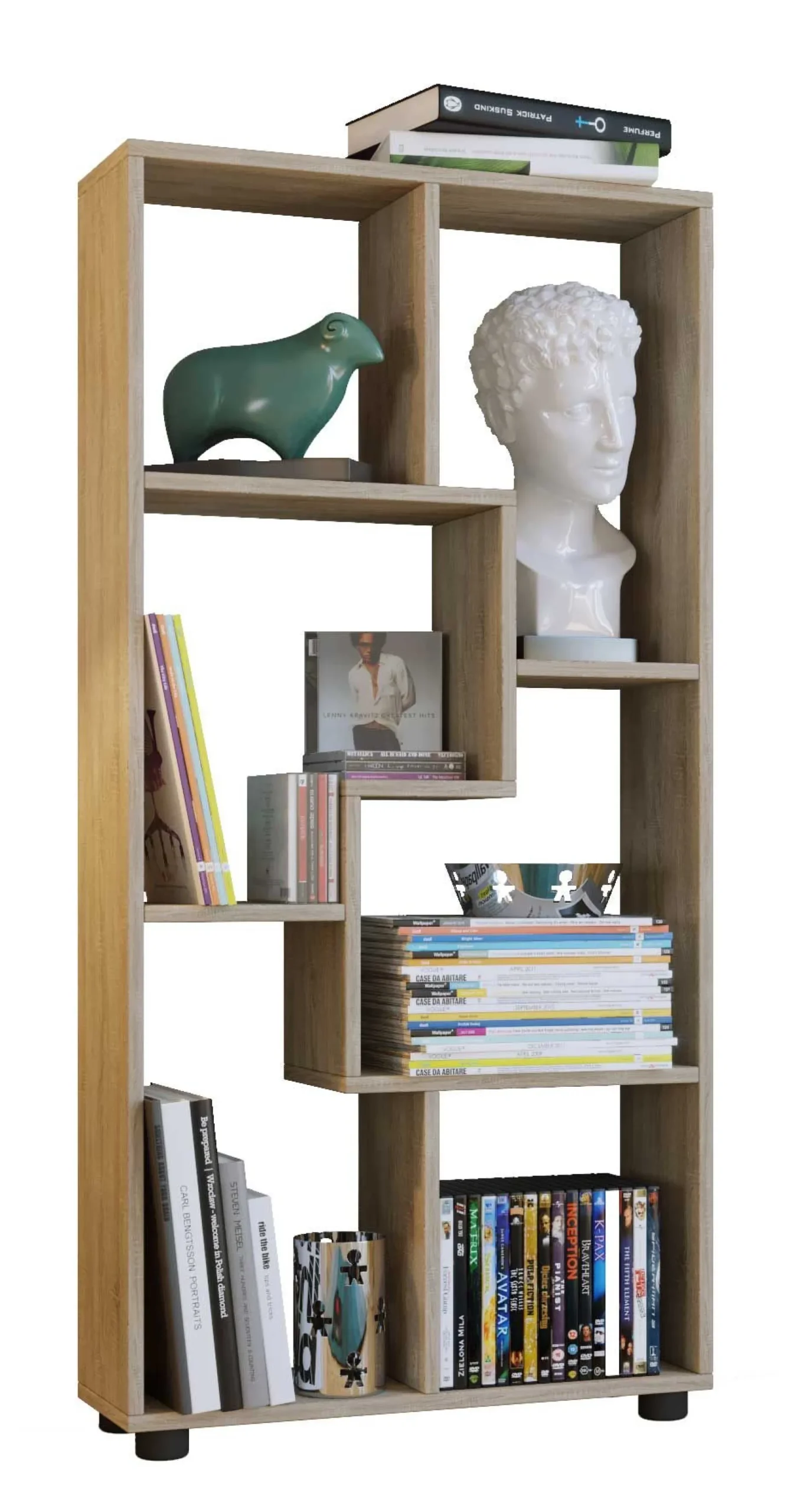 Bücherregal Azira 116 cm 6 offene Fächer-Sonoma Eiche