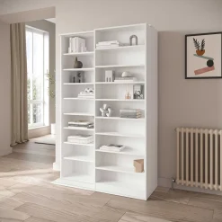 Bücherregal Bento - 117x44x179cm - mit Schiebeelement - weiß