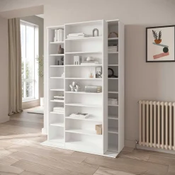 Bücherregal Bento - 117x44x179cm - mit Schiebeelement - weiß